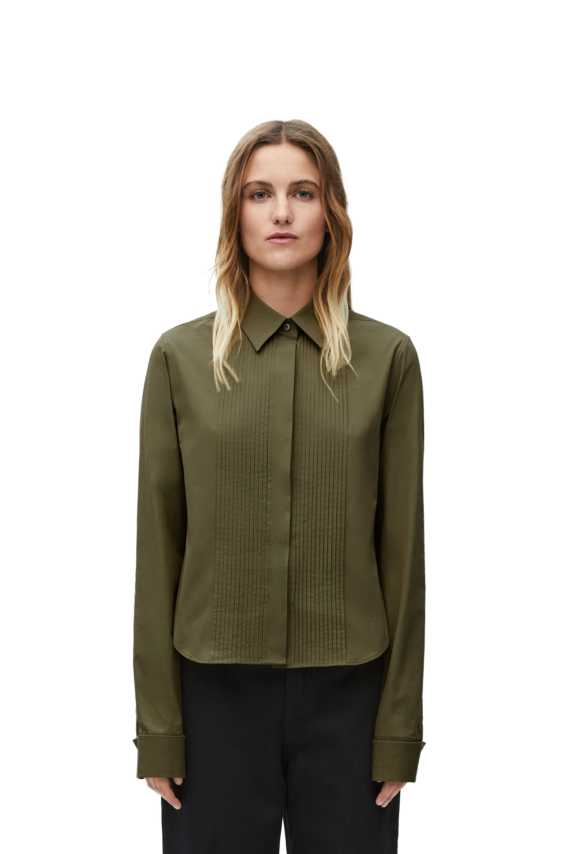 Camicia plissettata in cotone