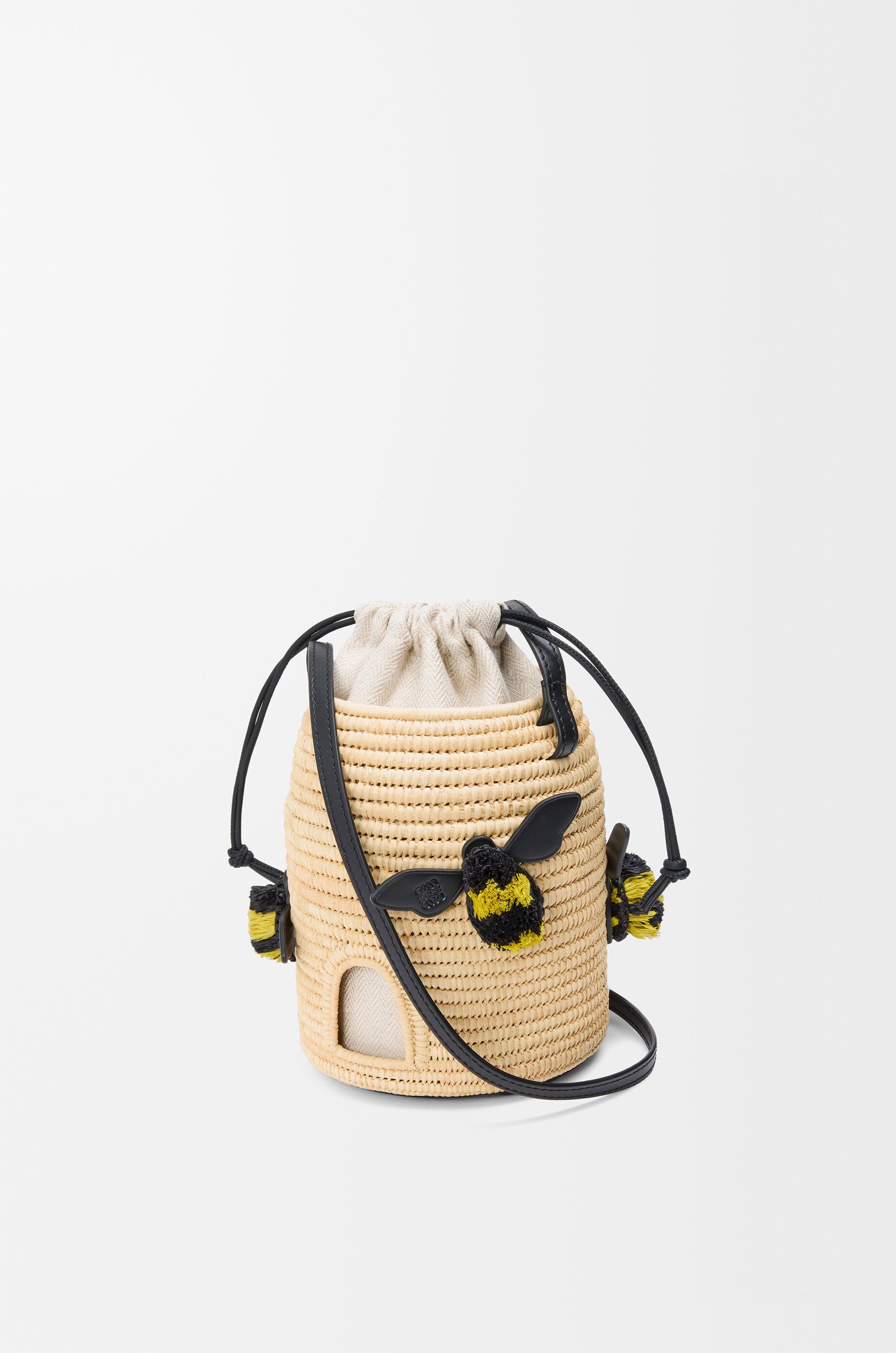 Beehive basket in raffia and calfskin Beige - LOEWE Beehive basket in raffia and calfskin Beige - LOEWE