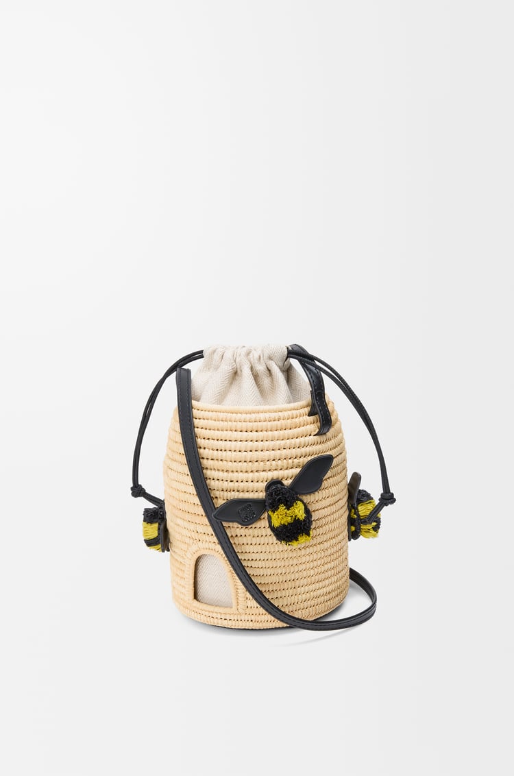 LOEWE Beehive basket in raffia and calfskin Natural