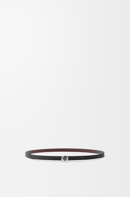 LOEWE Reversible Anagram Bombé belt in smooth calfskin Black/Burgundy