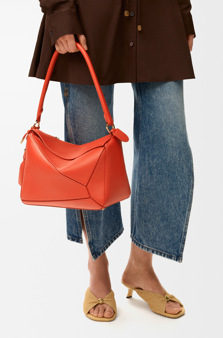 LOEWE Medium Puzzle Featherlight bag in nappa lambskin Deep Saffron