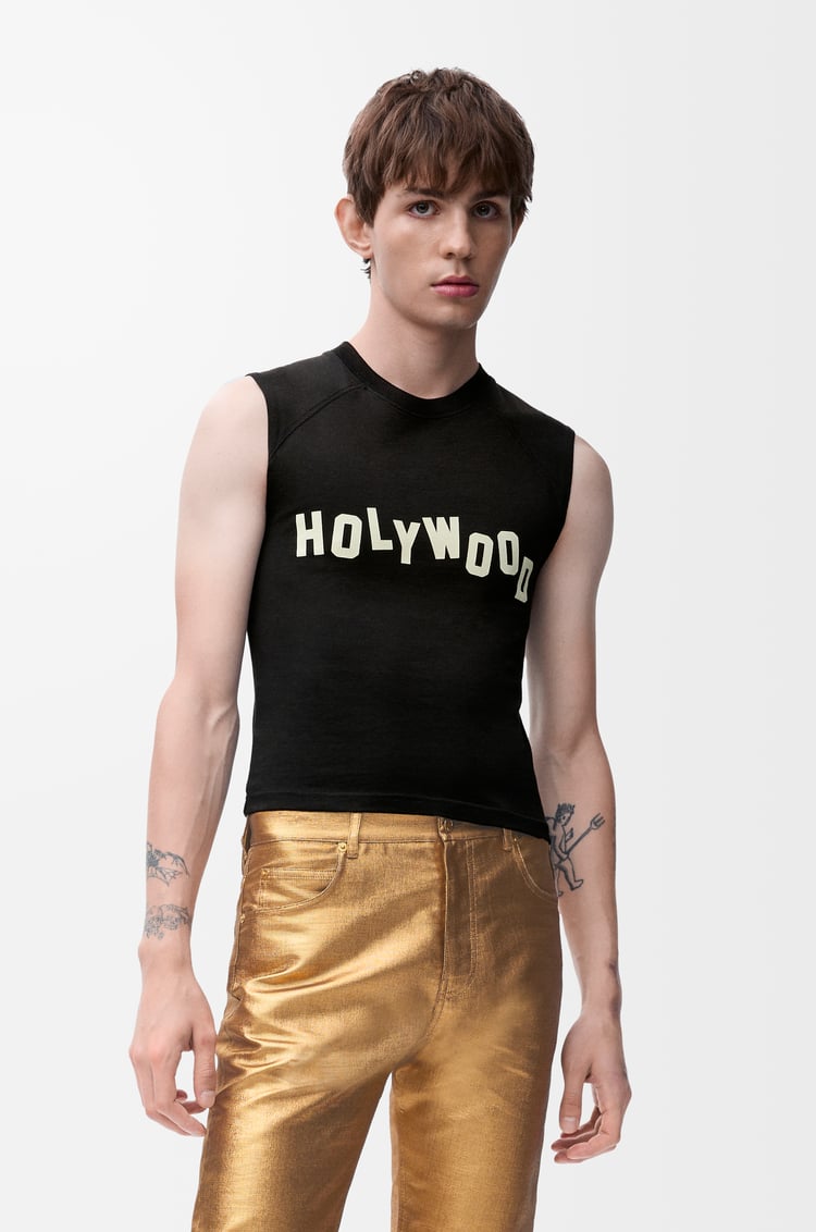 LOEWE Sleeveless T-shirt in cotton and viscose Black