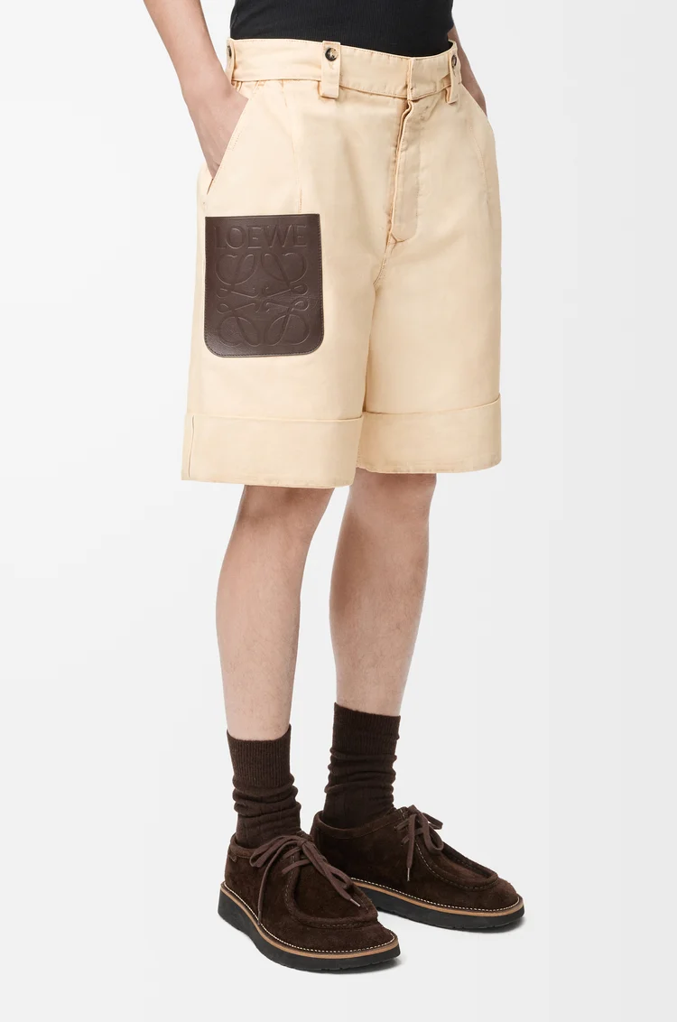 LOEWE Turn-up shorts in cotton Beige