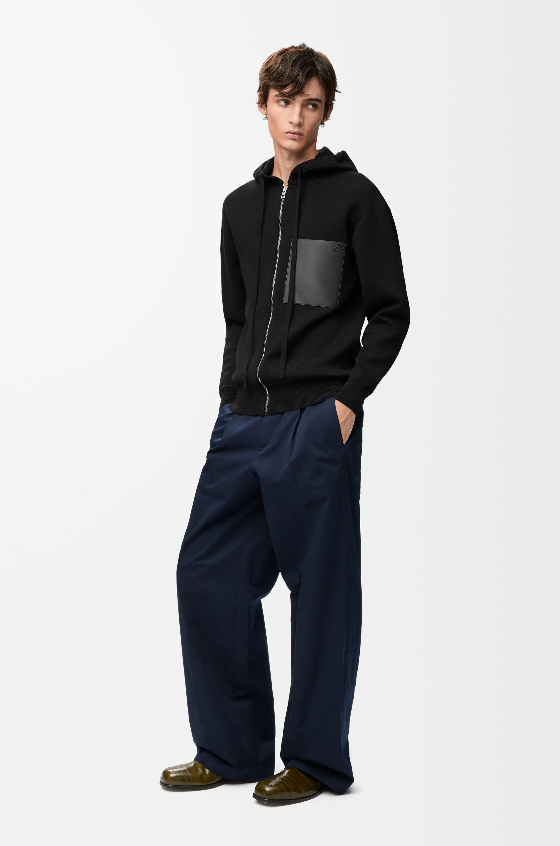 Zip-up hoodie in wool Black - LOEWE USA Official Website