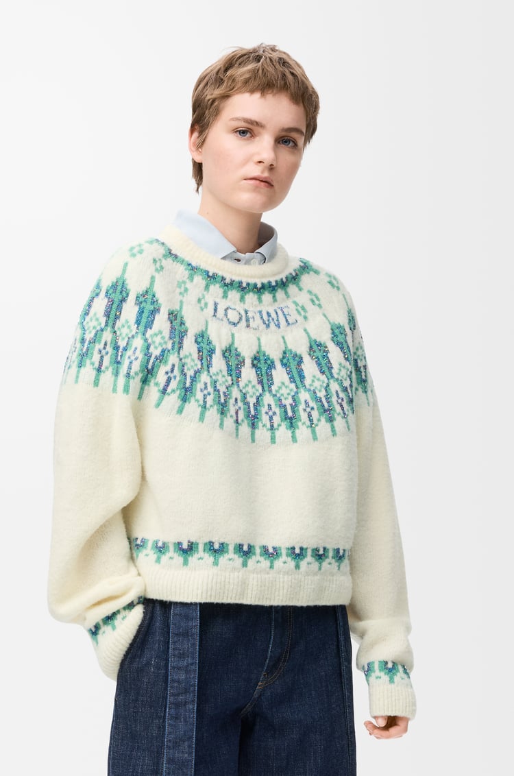 LOEWE Jersey en mezcla de lana Blanco/Menta