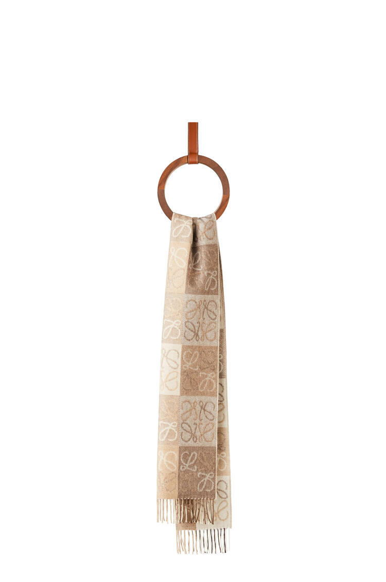 LOEWE Anagram scarf in wool and cashmere White/Beige