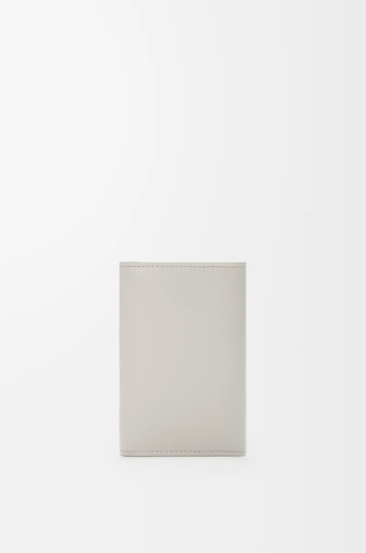 LOEWE Pebble small vertical wallet in shiny nappa calfskin Shell Grey