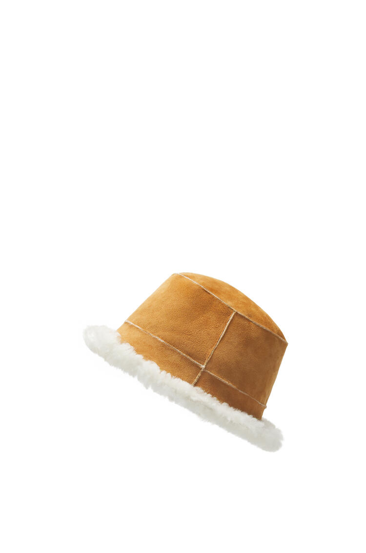 LOEWE Sombrero Anagram de pescador reversible en lana de oveja Camel/Blanco