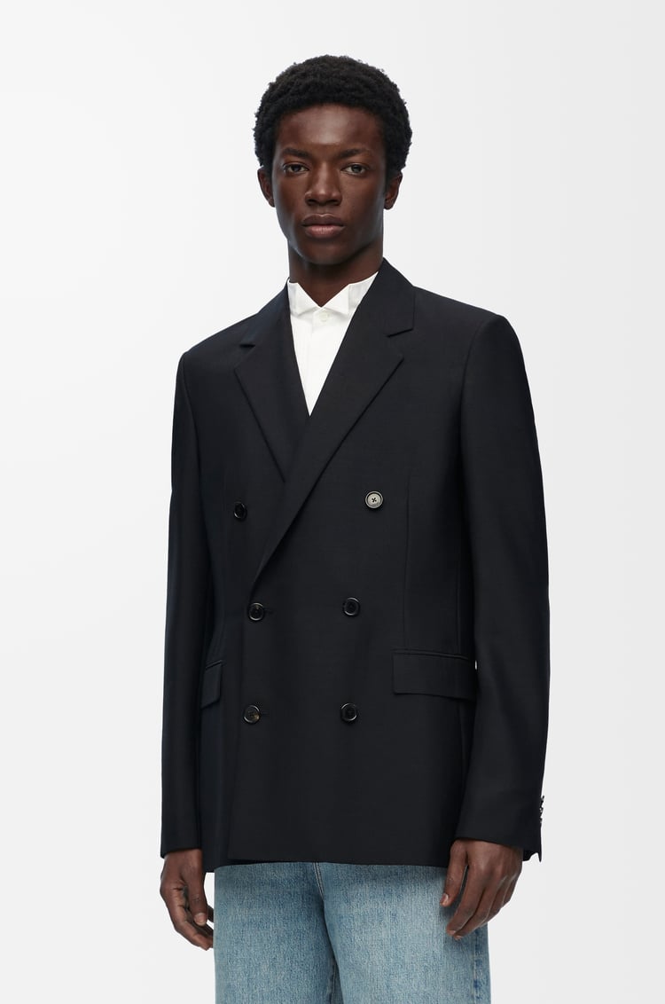 LOEWE Chaqueta de doble botonadura en lana y mohair Negro