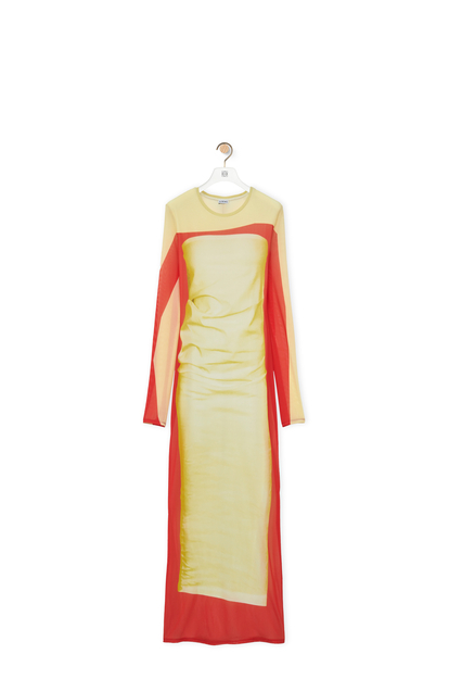 LOEWE Vestido tubo en malla Amarillo/Rojo