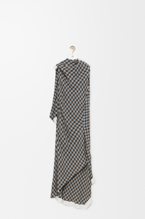 LOEWE Dress in viscose and linen blend Blue/Brown