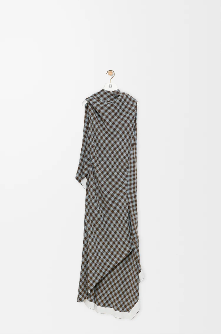 LOEWE Dress in viscose and linen blend Blue/Brown