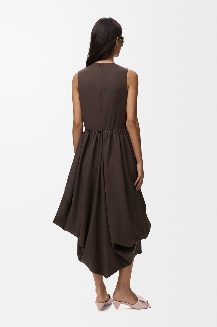 LOEWE Vestido en mezcla de viscosa y lana Marrón