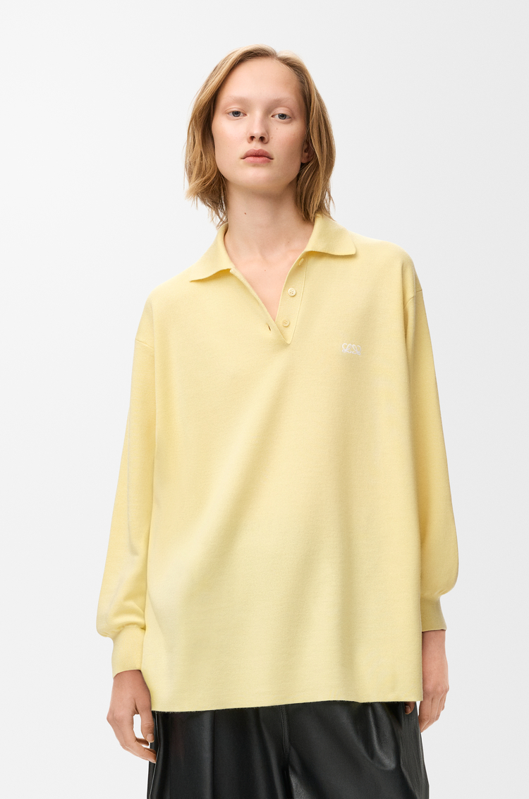 LOEWE Polopullover aus einer Kaschmir- und Seiden-Mischung Hellgelb