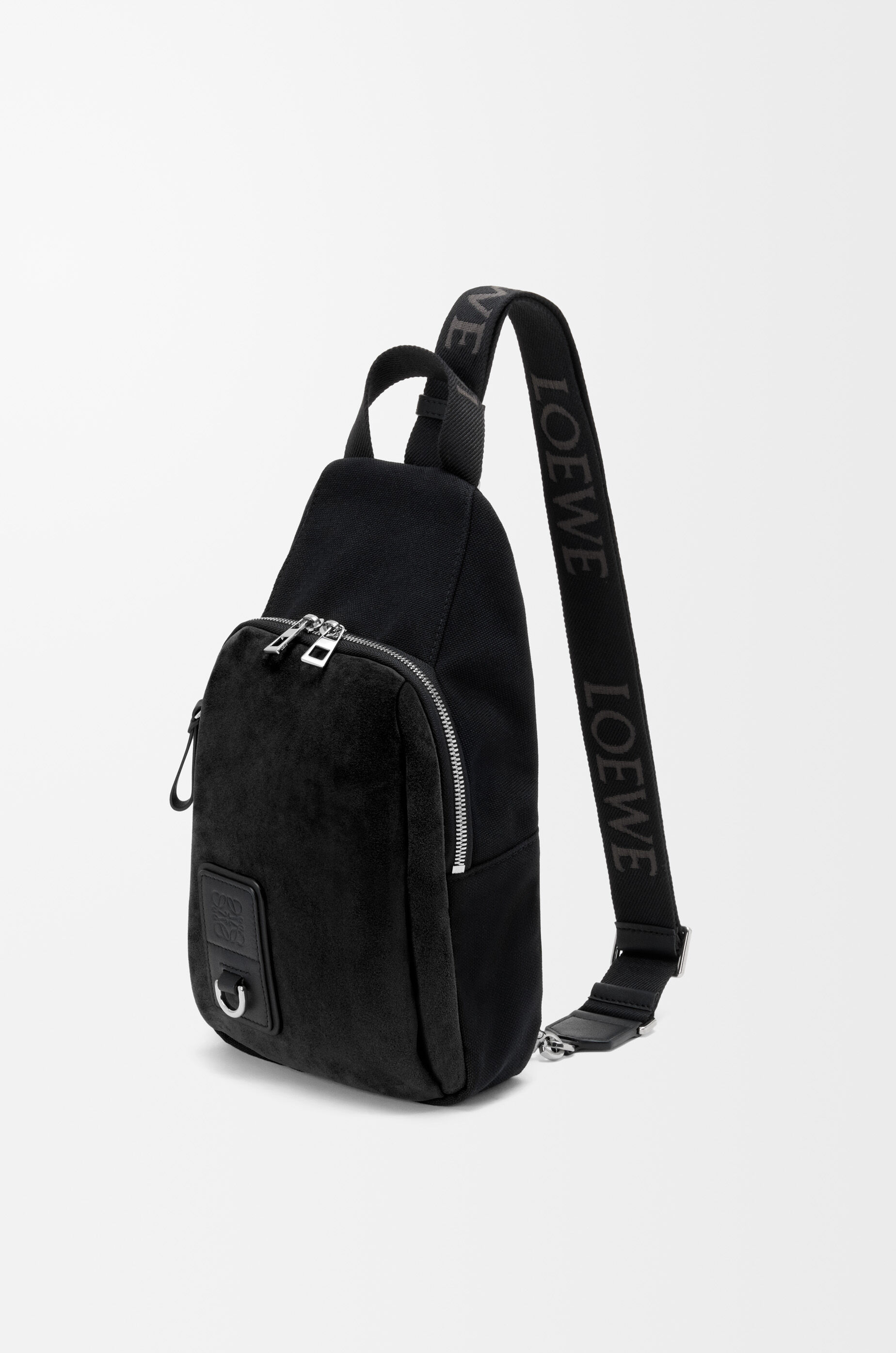 LOEWE ブラックレザースリングバッグ フレックス スリング（キャンバス&スエード） ブラック - ロエベ 日本