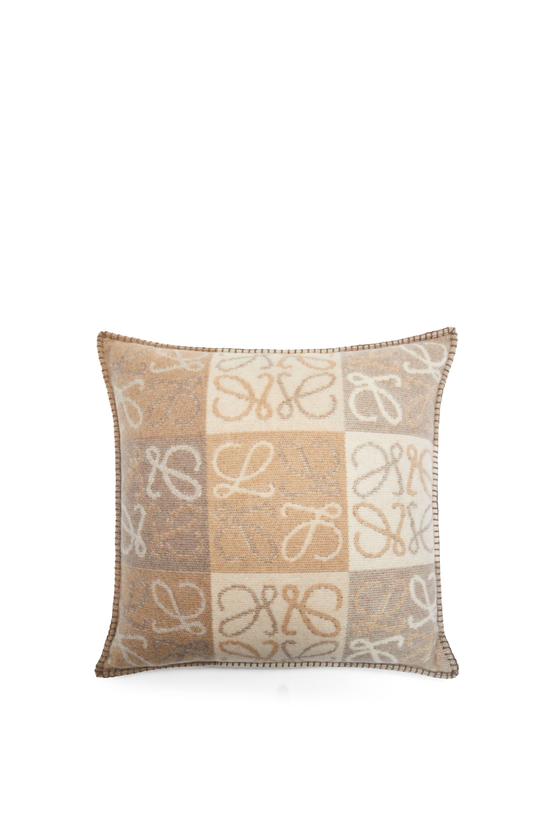 Checkerboard cushion in mohair White Beige LOEWE