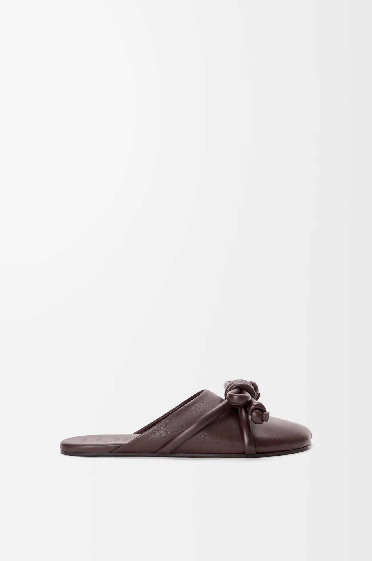 LOEWE Flamenco Knot mule in lambskin Dark Chestnut