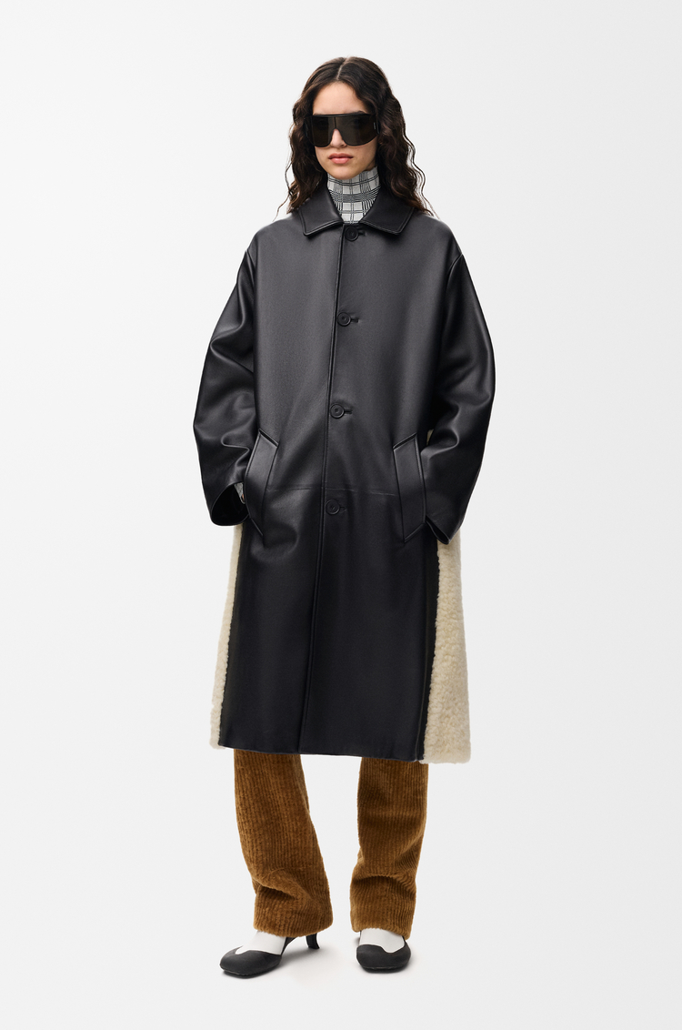 LOEWE Abrigo en piel napa de cordero Negro