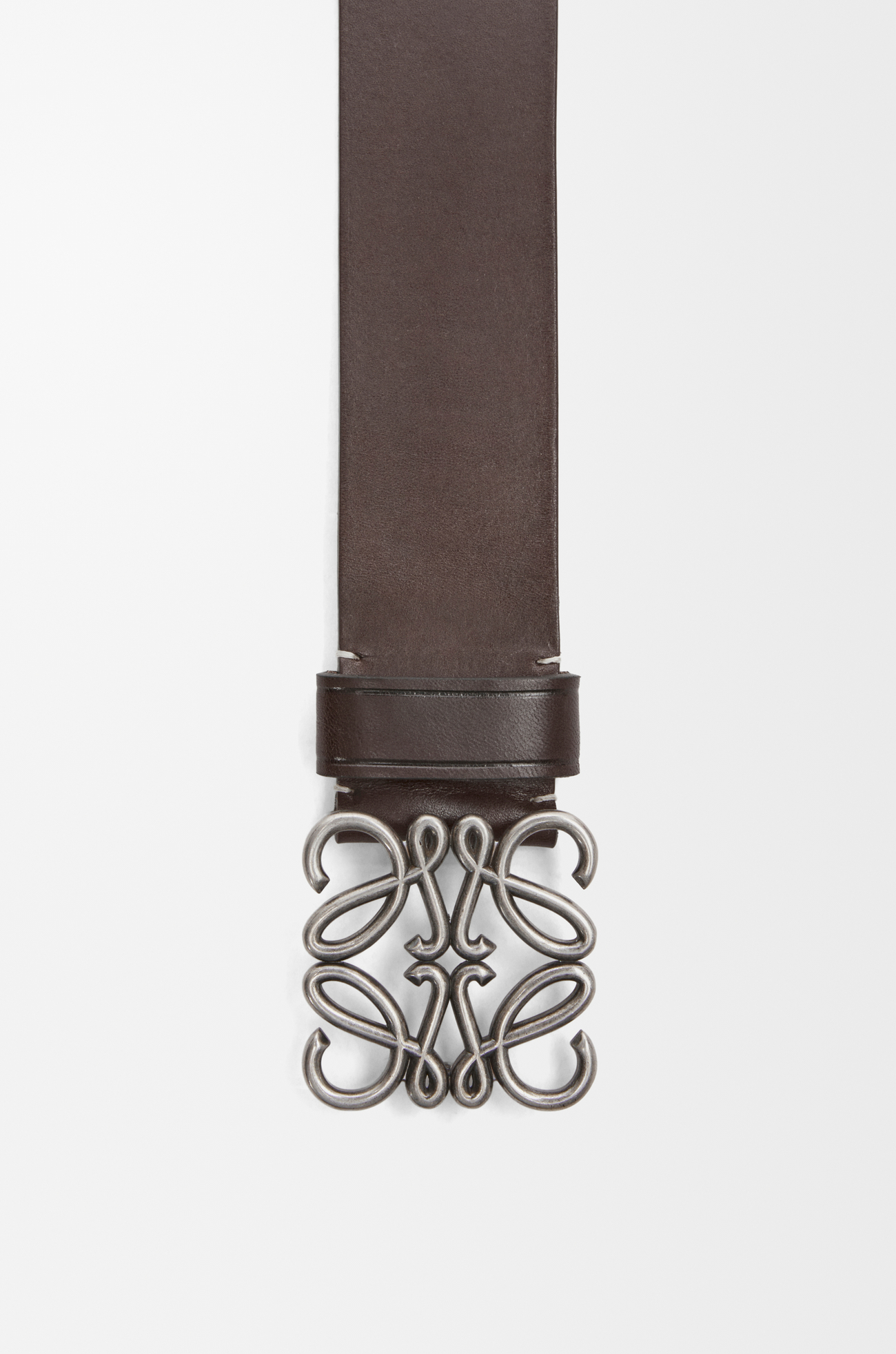 LOEWE Chunky Anagram belt in calfskin Dark Cigar/Vintage Palladium