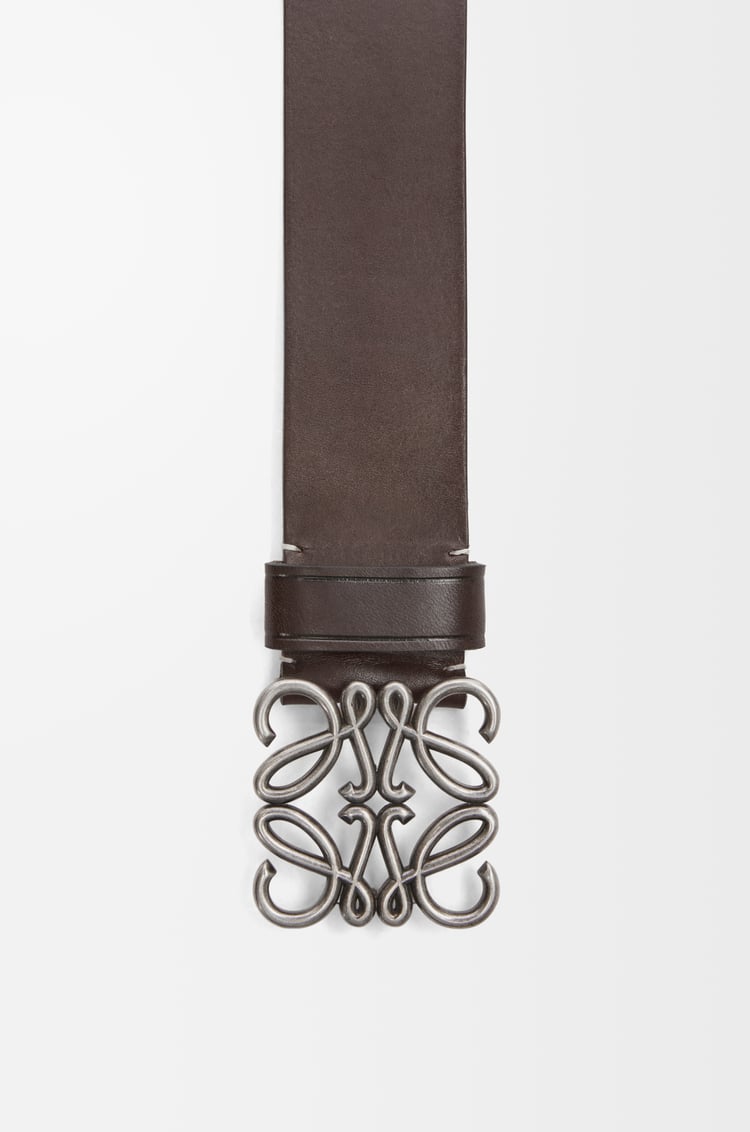LOEWE Chunky Anagram belt in calfskin Dark Cigar/Vintage Palladium