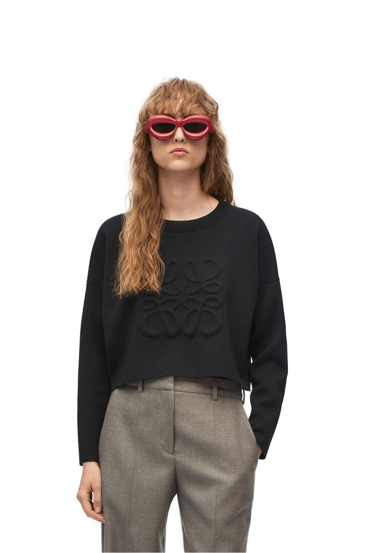 LOEWE Jersey corto en lana con anagrama Negro