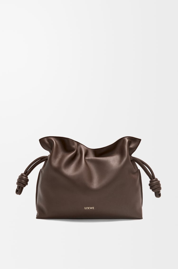 LOEWE 中型納帕小牛皮 Flamenco 手拿包 巧克力色