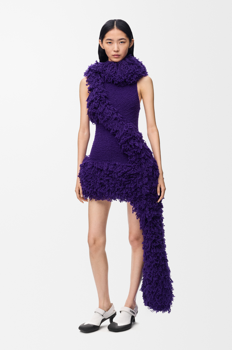 LOEWE Vestido en mezcla de lana Morado