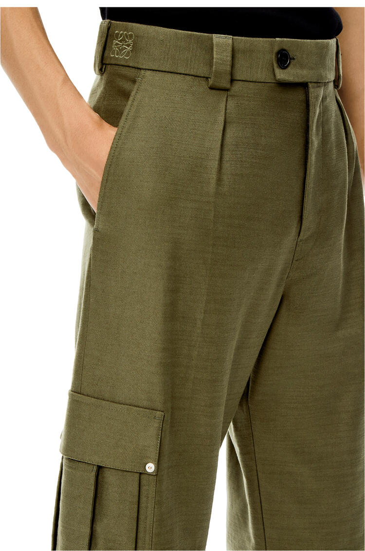LOEWE Cropped cargo trousers in cotton Military Green pdp_rd