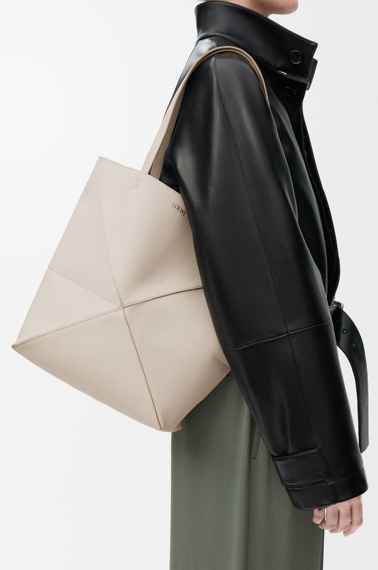 LOEWE Medium Puzzle Fold tote in soft grained calfskin Light Ghost