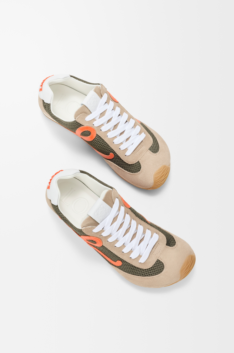 LOEWE Ballet Runner 2.0 in suede and mesh Khaki Green/Orange/Light Khaki