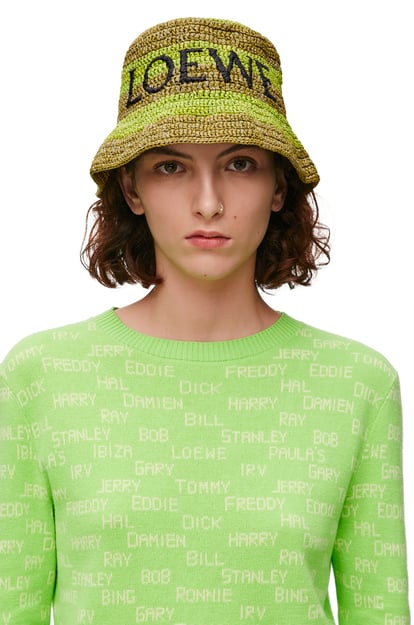 LOEWE Sombrero de pescador en rafia Verde Prado/Oliva plp_rd