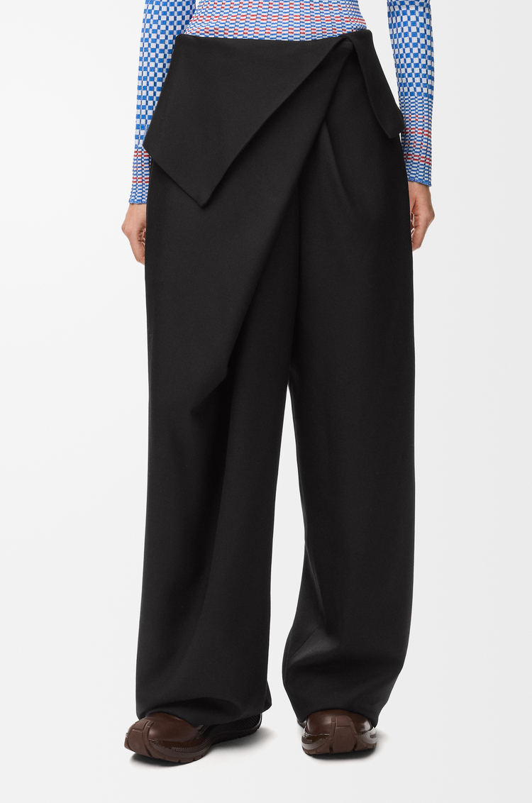 LOEWE Pantalón drapeado en lana Negro