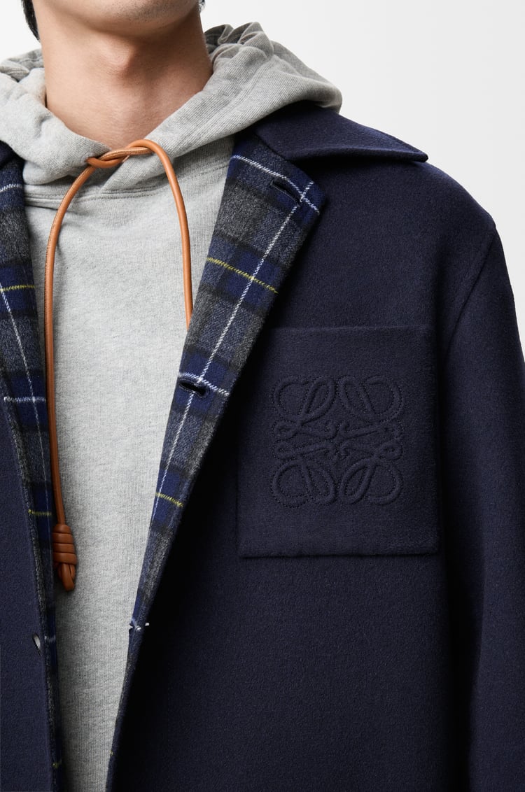 LOEWE Coat in wool and cashmere Navy/Grey