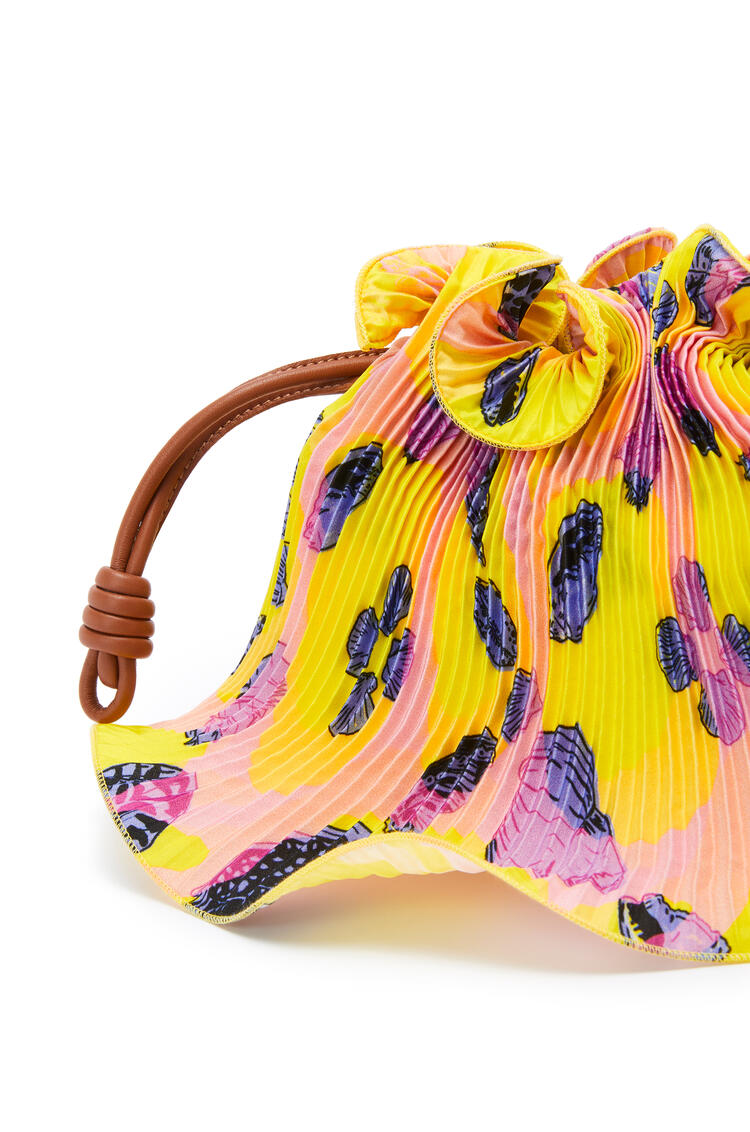 LOEWE Mini Flamenco Clutch in textile and calfskin Yellow/Tan
