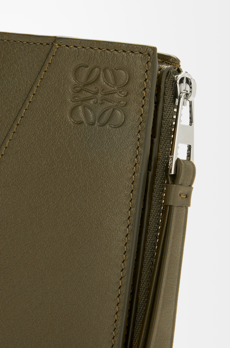 LOEWE Puzzle slim compact wallet in classic calfskin Dark Khaki