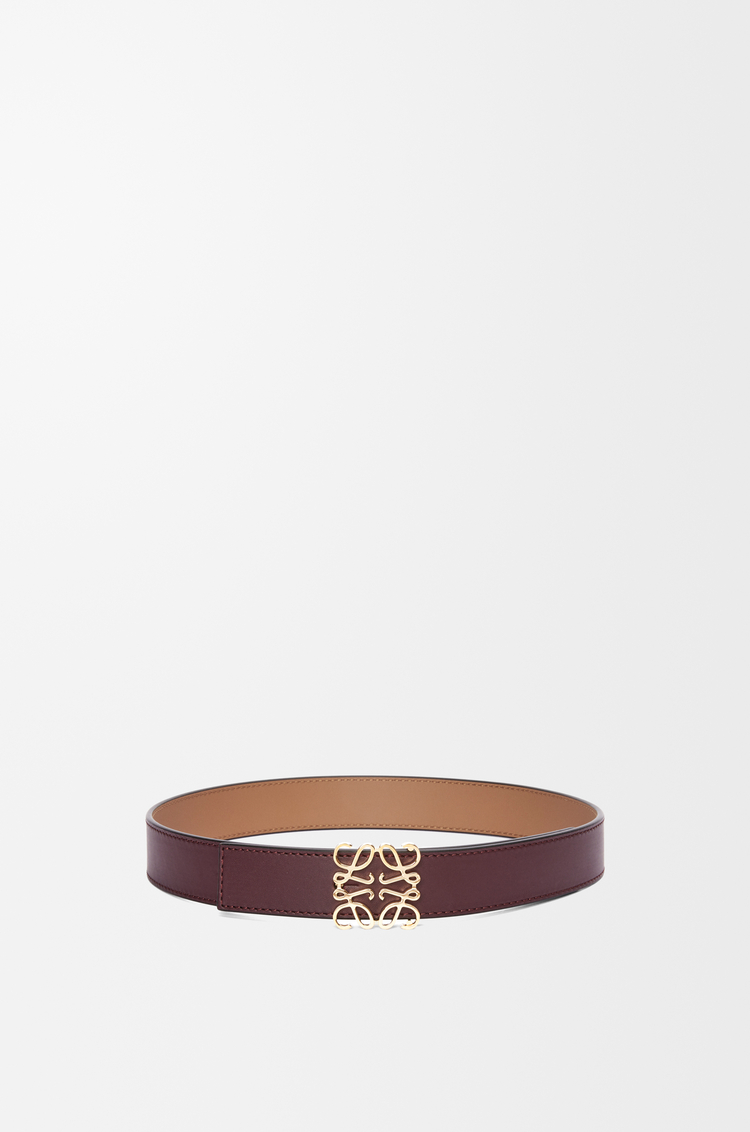 LOEWE Reversible Anagram belt in smooth calfskin Burgundy/Gold