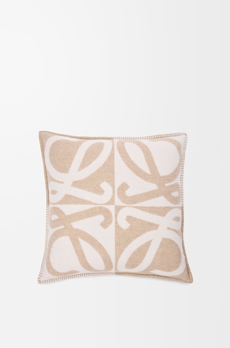 LOEWE Cushion in wool and cashmere Beige/Ecru