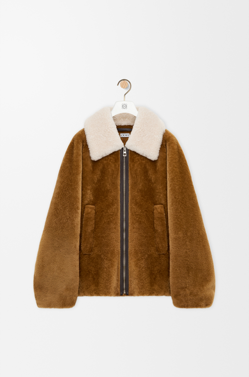 LOEWE Jacke aus Shearling Kamelbraun