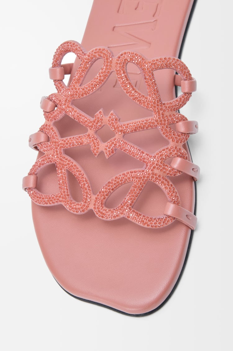 LOEWE ペタル アナグラム スライド（ラインストーンスエード） ブラッシュ