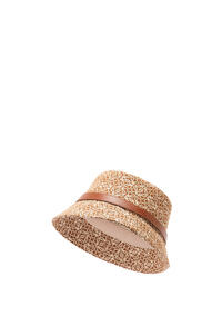 LOEWE Sombrero de pescador Anagram en jacquard y piel de ternera Bronceado/Nuez