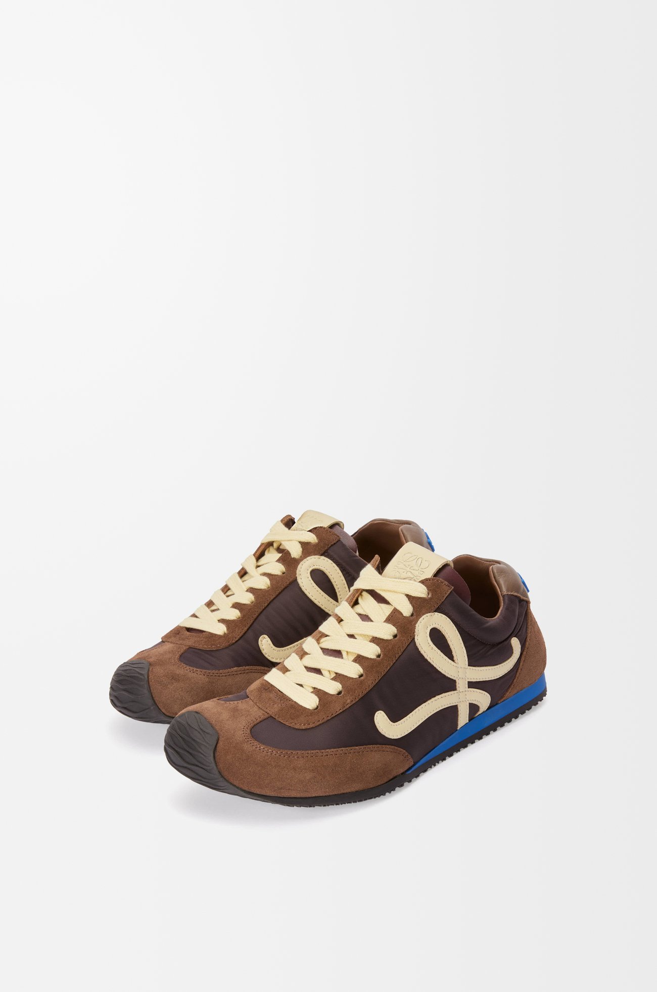 LOEWE Ballet Runner 2.0 in nylon and calfskin Brown/Yellow/Blue