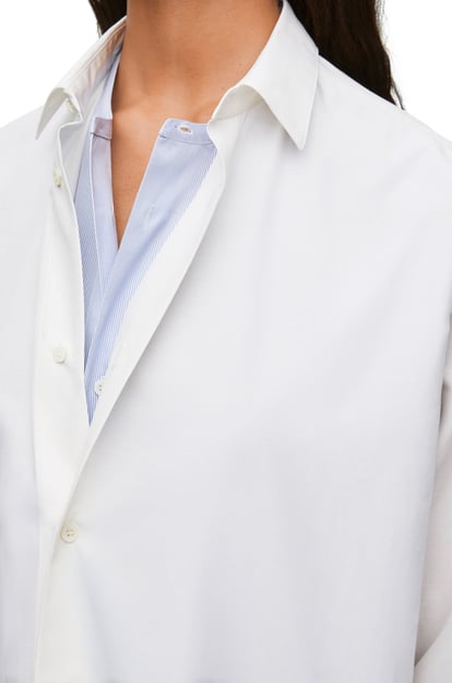 LOEWE Vestido camisero de doble capa en algodón y seda Blanco/Azul plp_rd