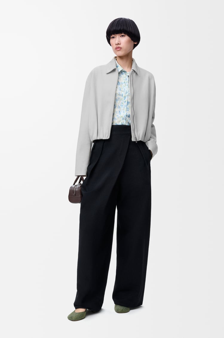 LOEWE 絨面山羊皮垂墜夾克 淺灰色