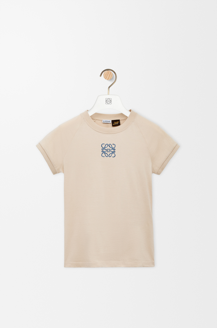 LOEWE Camiseta de corte pequeño en algodón Beige Claro