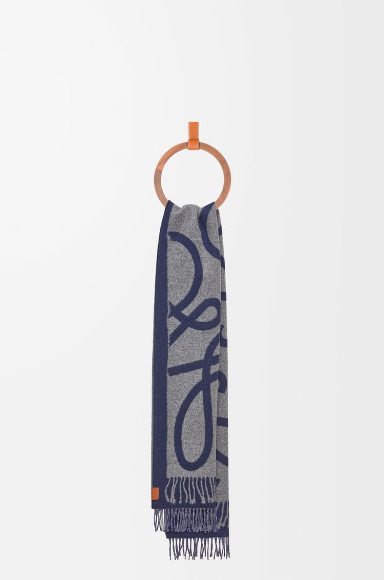 LOEWE Scarf in wool and cashmere Blue/Grey