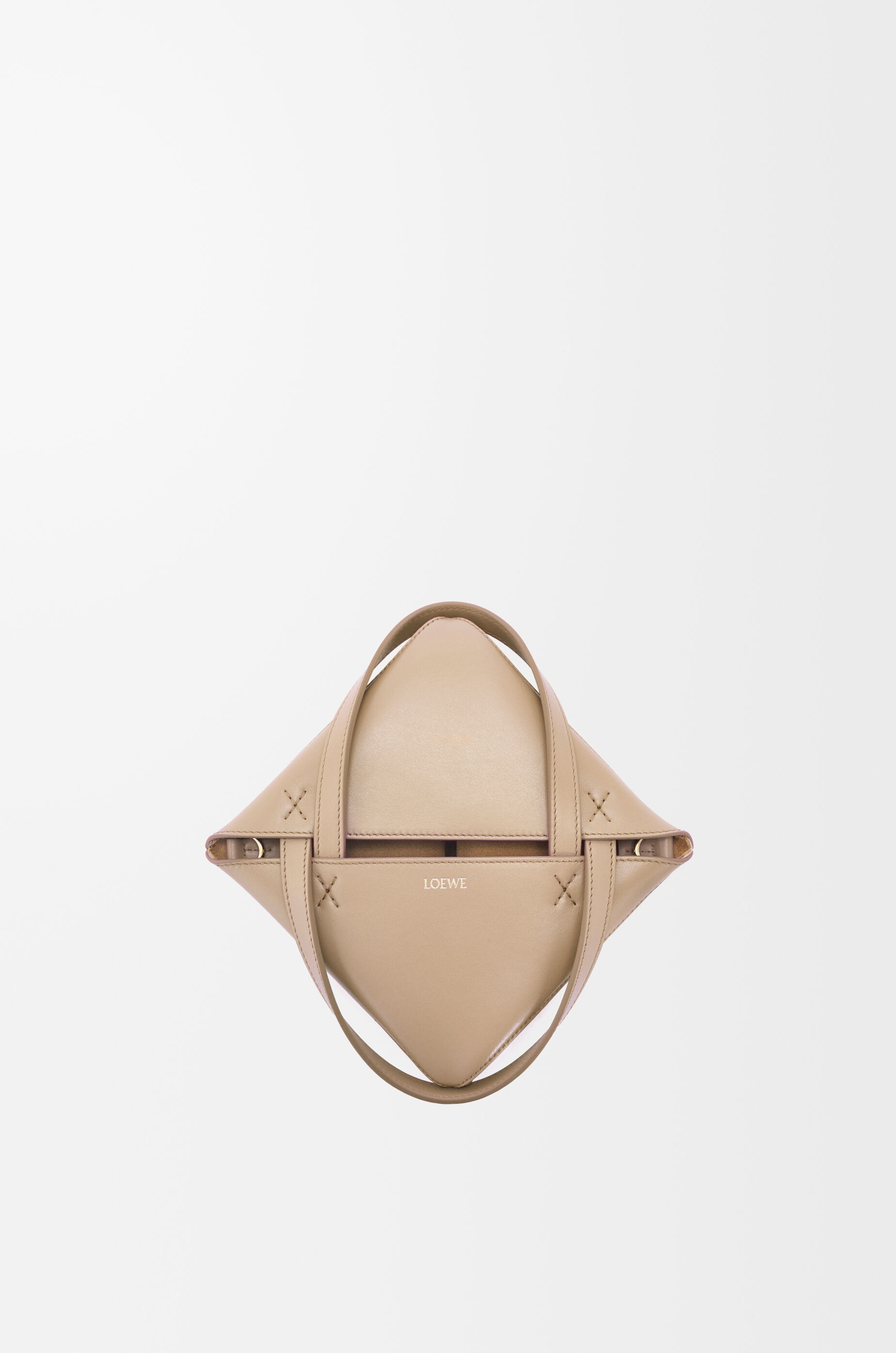 Mini Puzzle Fold tote in shiny calfskin Beige - LOEWE