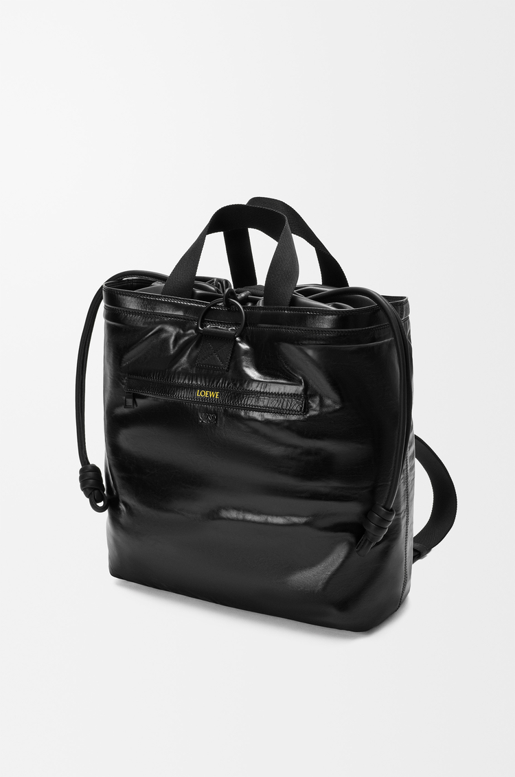 LOEWE 纸纹牛皮革 Squad 背包 黑色