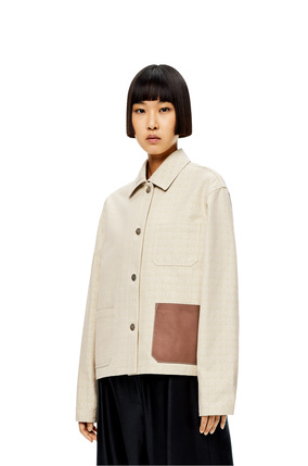 LOEWE Anagram jacquard button jacket in cotton Ecru/White plp_rd