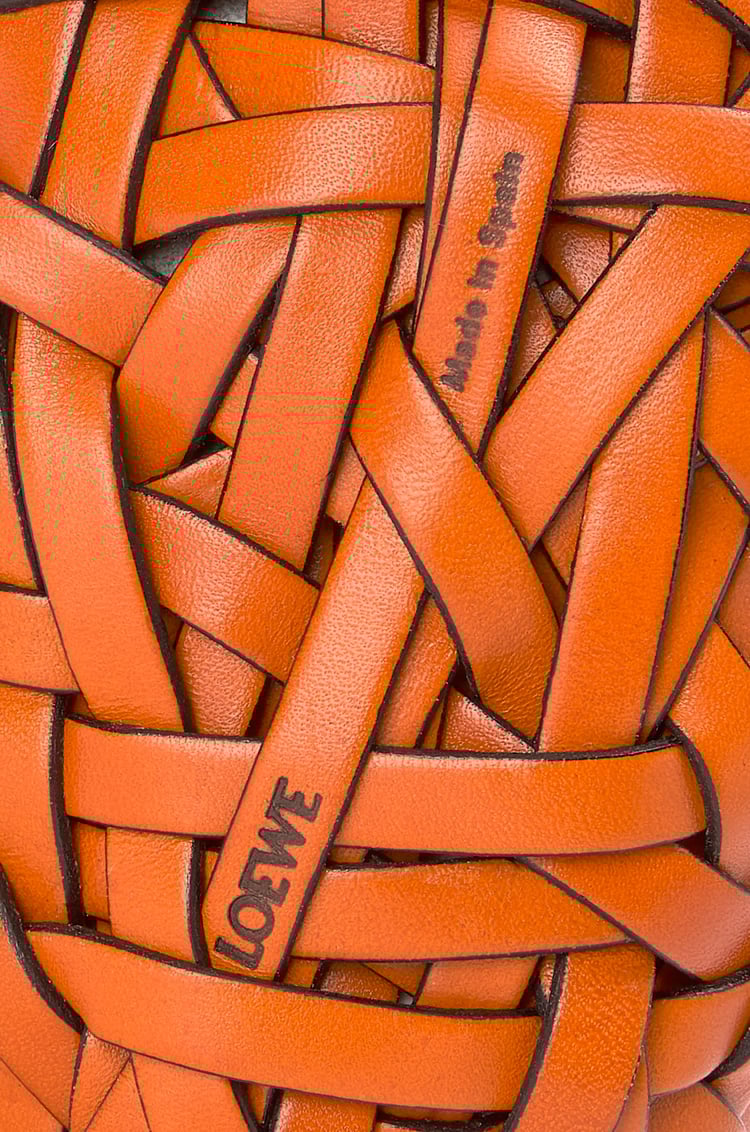 LOEWE Nest woven door stopper in stone and calfskin Orange