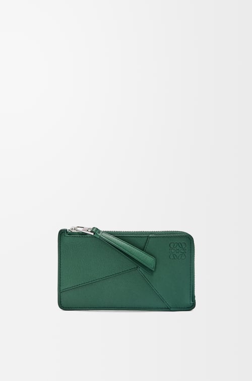LOEWE 經典小牛皮長版 Puzzle 硬幣卡夾 常青色